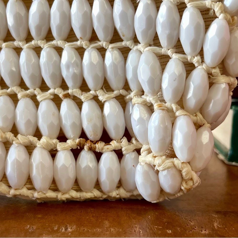 Vintage Mid-Century Marcus Brothers Italian Beaded + Woven Boho Clutch Handbag - Picture 6 of 15